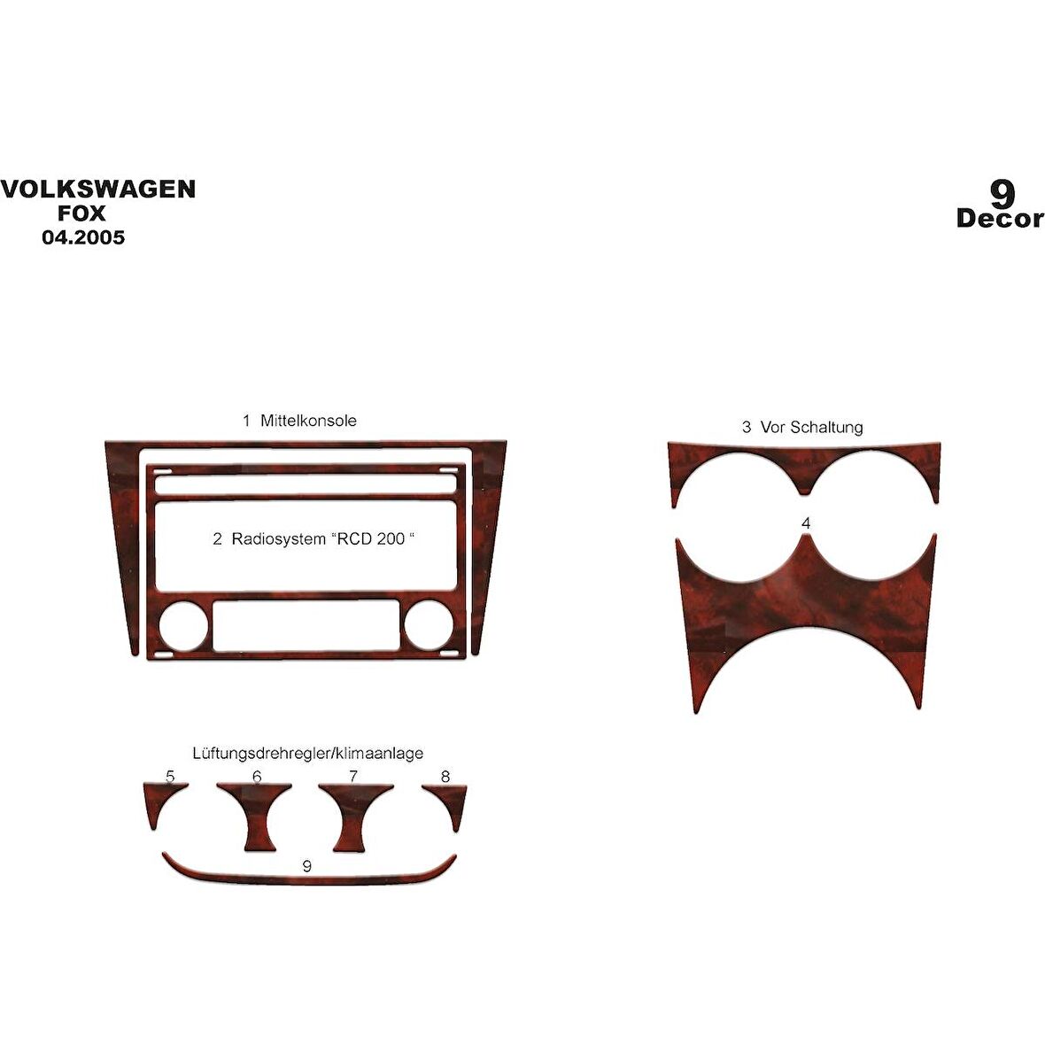 Meriç® Volkswagen Fox Ön Torpido Kaplama 9 Parça 2005-2012