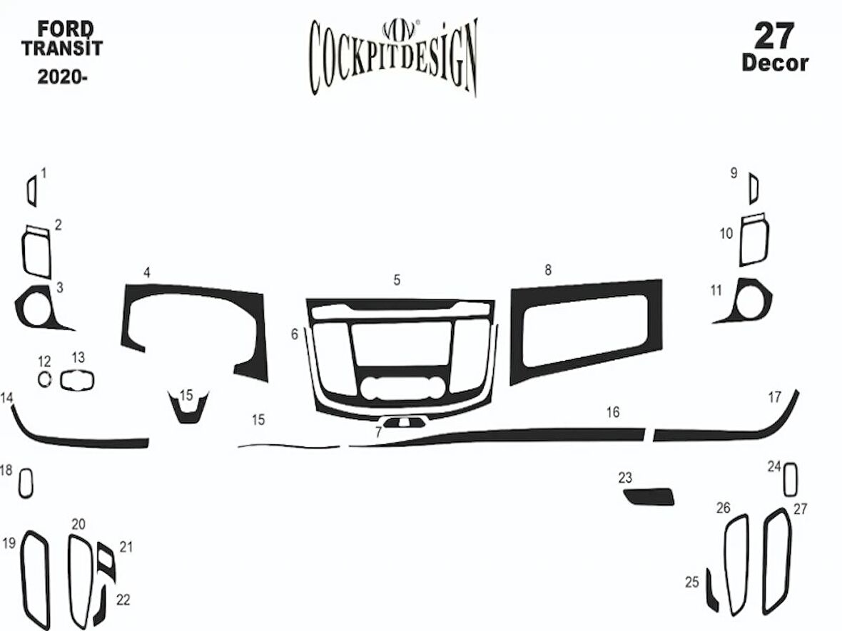 Meriç® Ford Transit Ön Torpido Kaplama 27 Parça 2020-›