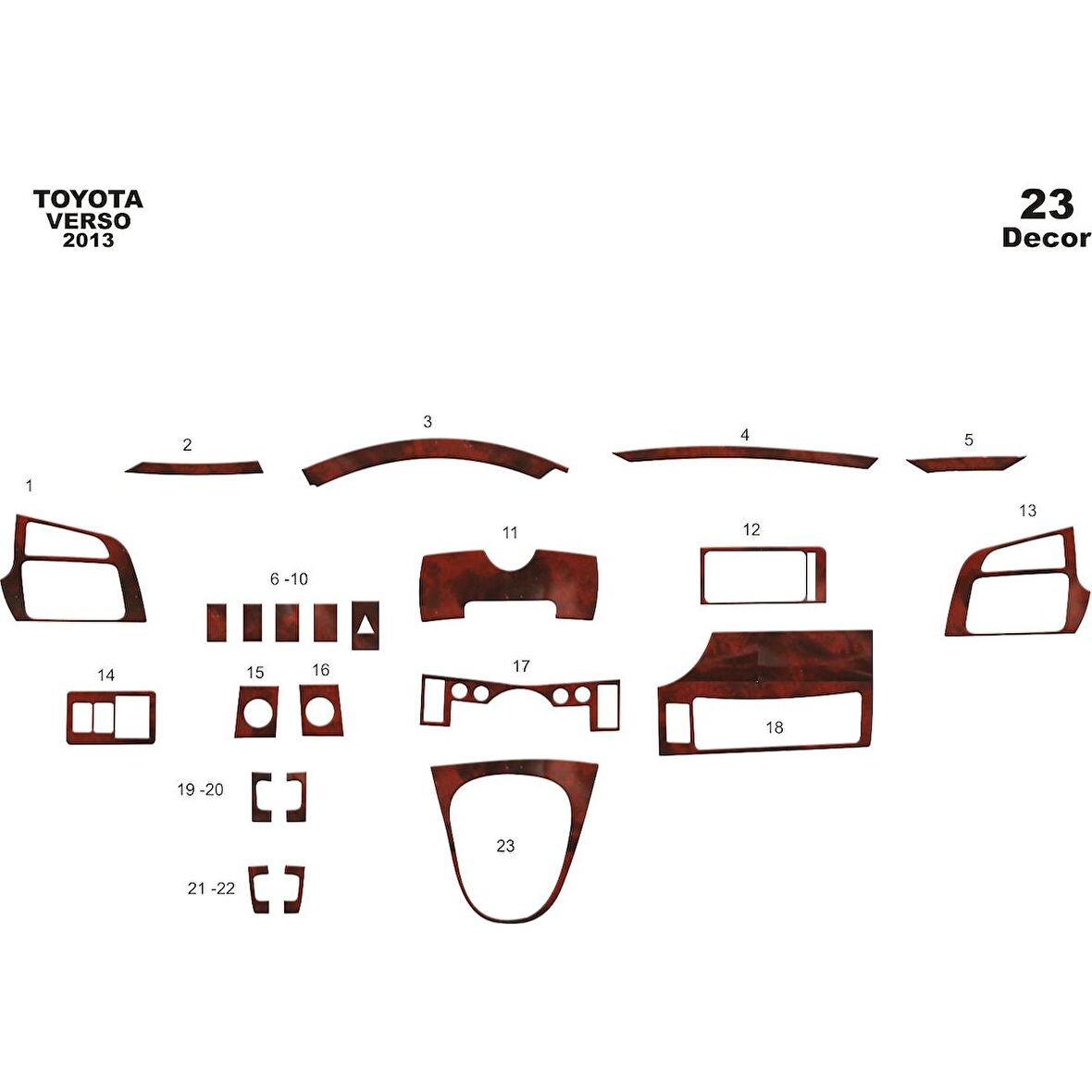 Meriç® Toyota Verso Ön Torpido Kaplama 23 Parça 2013-›