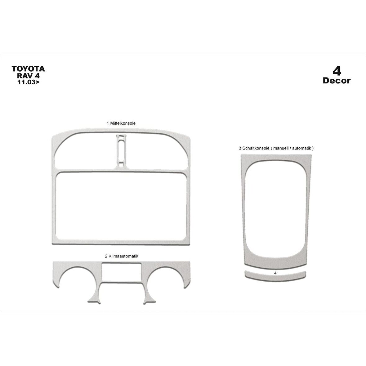 Meriç® Toyota Rav 4 Ön Torpido Kaplama 4 Parça 2003-2004