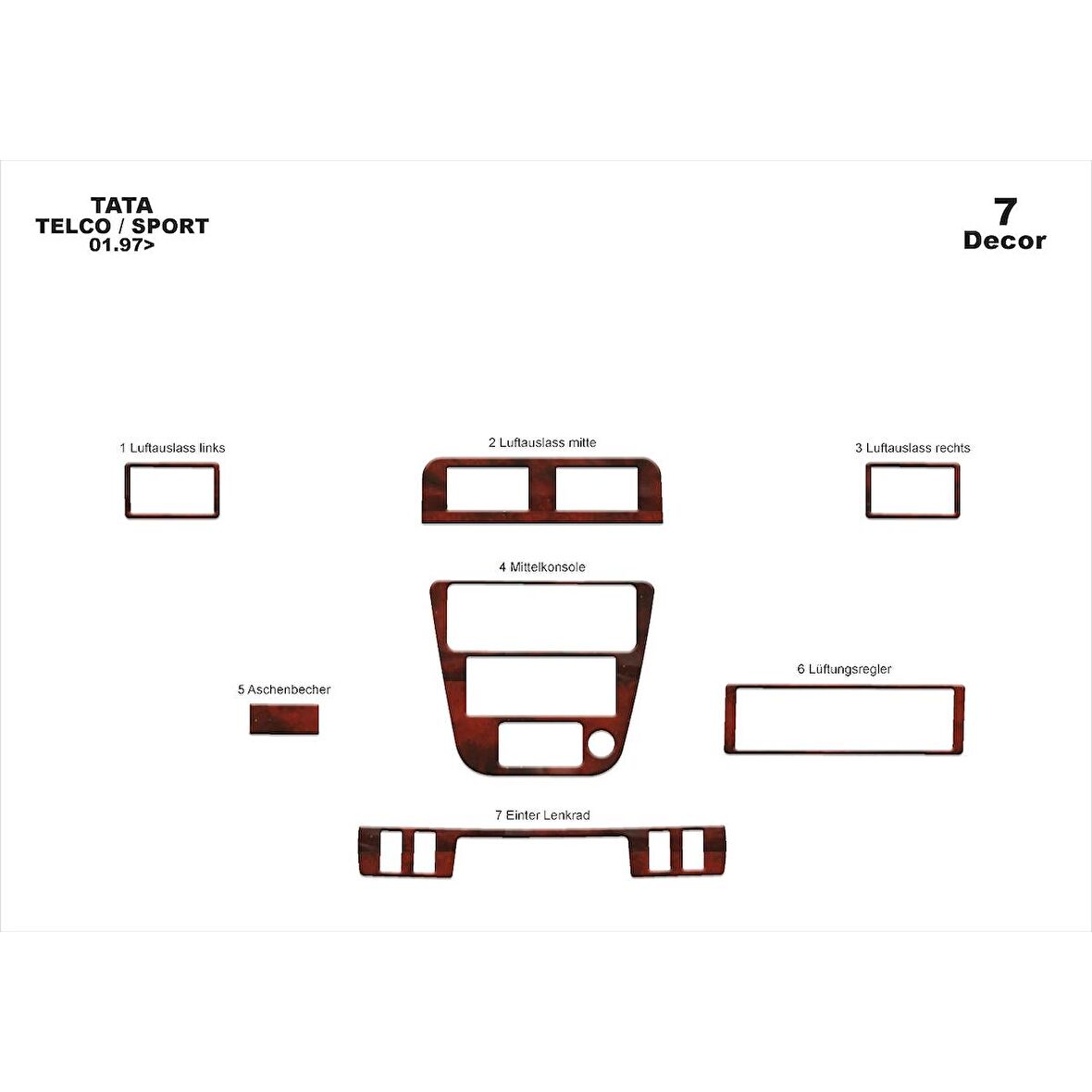 Meriç® Tata Telco Sport Ön Torpido Kaplama 7 Parça 1997-2006