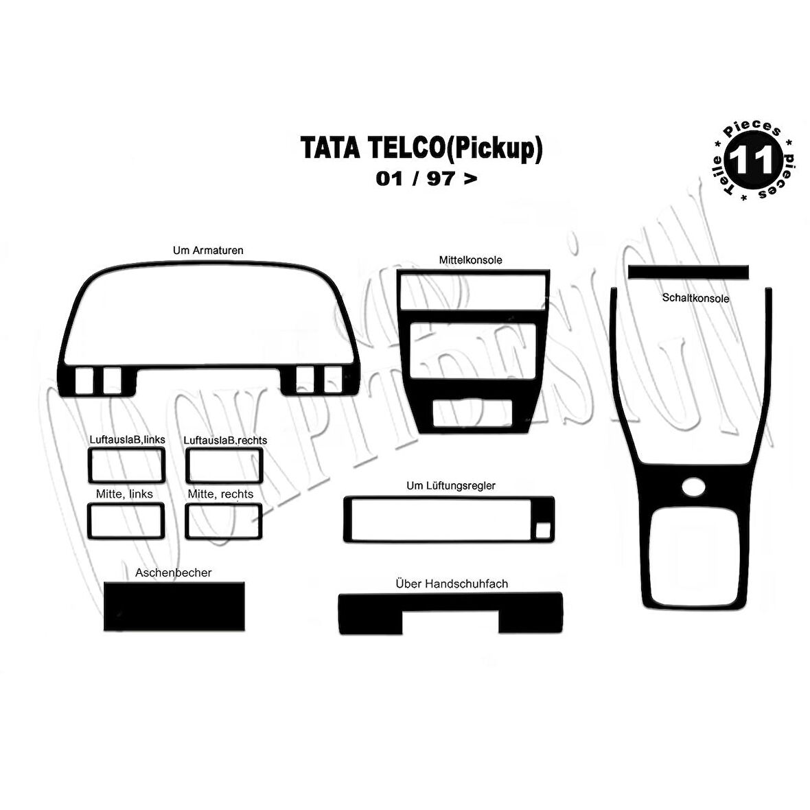 Meriç® Tata Telco Ön Torpido Kaplama 11 Parça 1997-2006