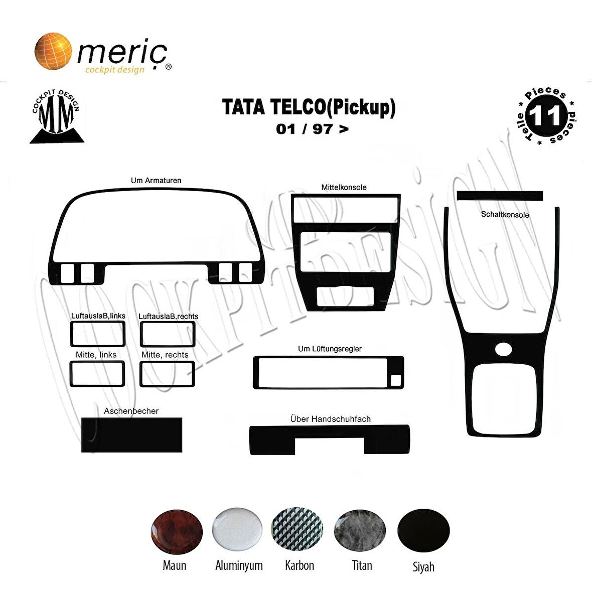 Meriç® Tata Telco Ön Torpido Kaplama 11 Parça 1997-2006