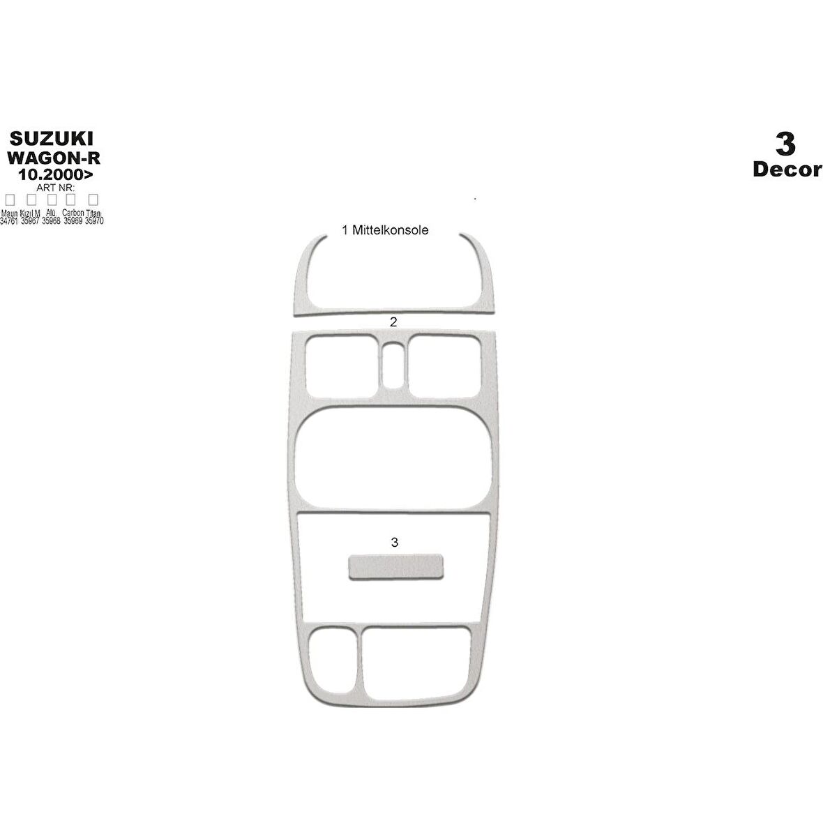 Meriç® Suzuki Wagon-R Ön Torpido Kaplama 3 Parça 2000-2002
