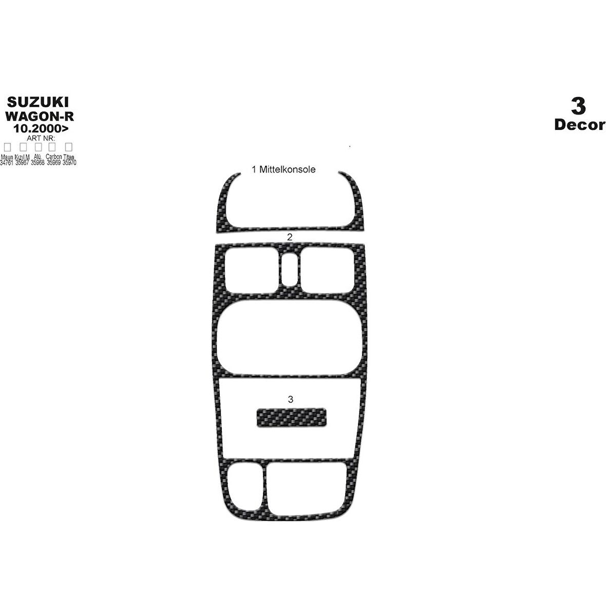 Meriç® Suzuki Wagon-R Ön Torpido Kaplama 3 Parça 2000-2002
