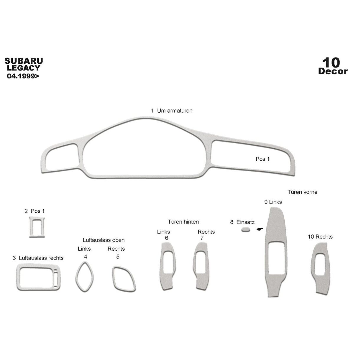 Meriç® Subaru Legacy Ön Torpido Kaplama 10 Parça 1999-2004