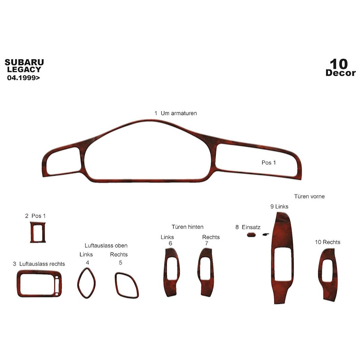 Meriç® Subaru Legacy Ön Torpido Kaplama 10 Parça 1999-2004