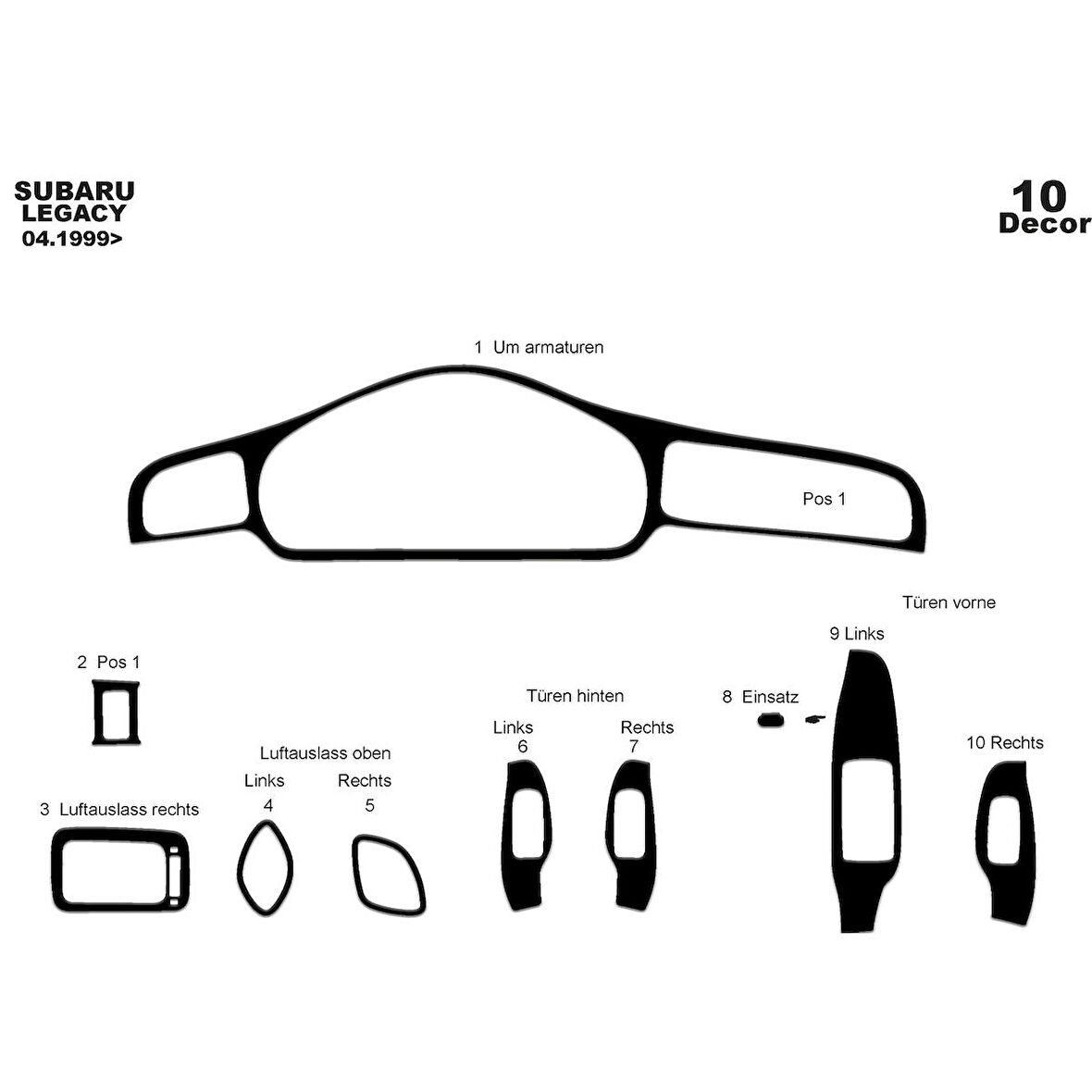 Meriç® Subaru Legacy Ön Torpido Kaplama 10 Parça 1999-2004