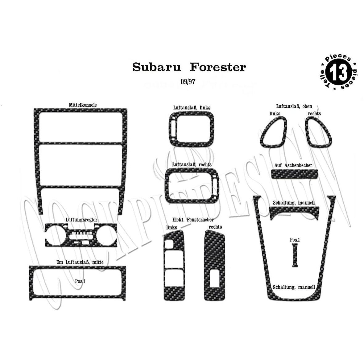 Meriç® Subaru Forester Ön Torpido Kaplama 13 Parça 1997-2007