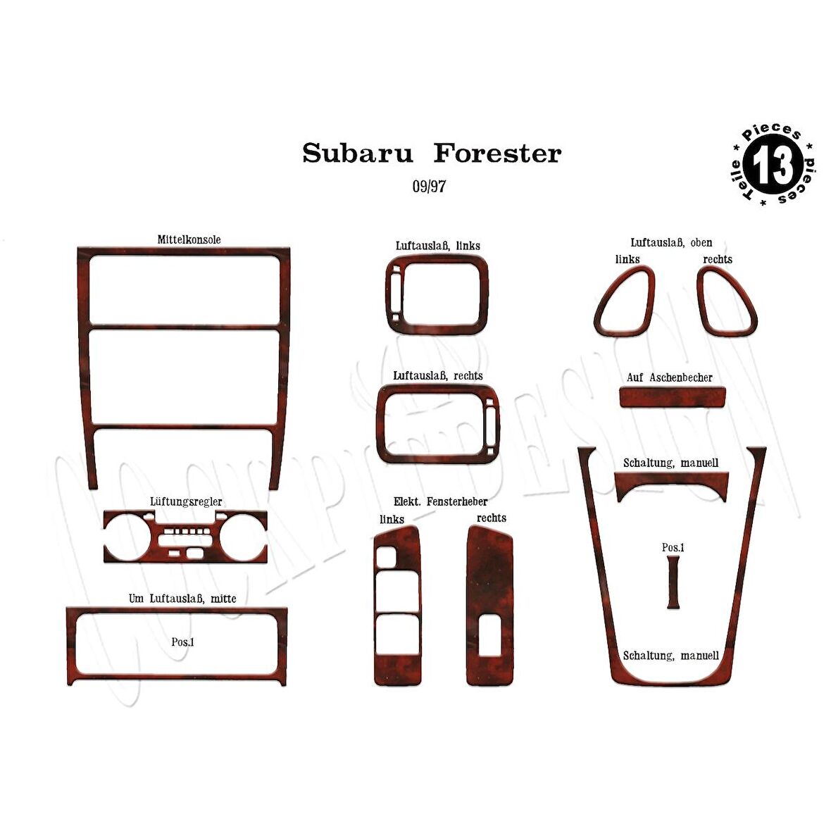 Meriç® Subaru Forester Ön Torpido Kaplama 13 Parça 1997-2007