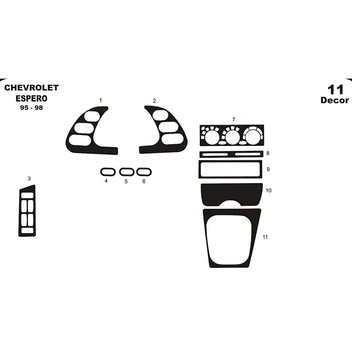 Meriç® Chevrolet Espero Ön Torpido Kaplama 11 Parça 1995-1998