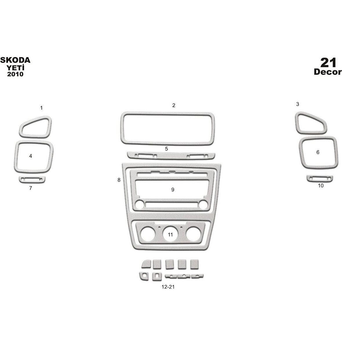 Meriç® Skoda Yeti Ön Torpido Kaplama 21 Parça 2010-›