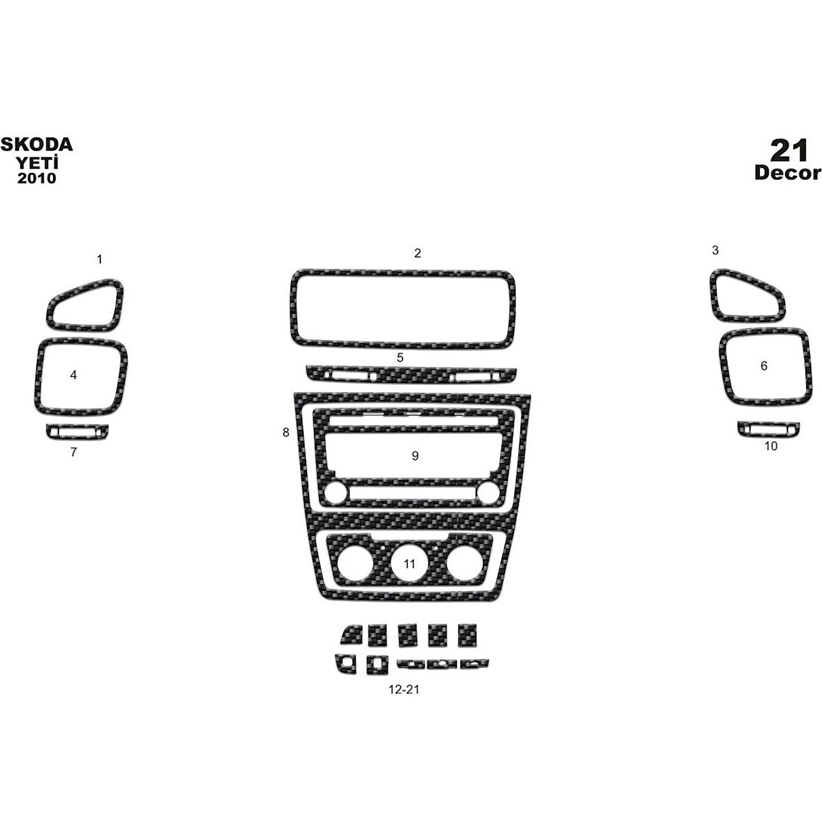 Meriç® Skoda Yeti Ön Torpido Kaplama 21 Parça 2010-›