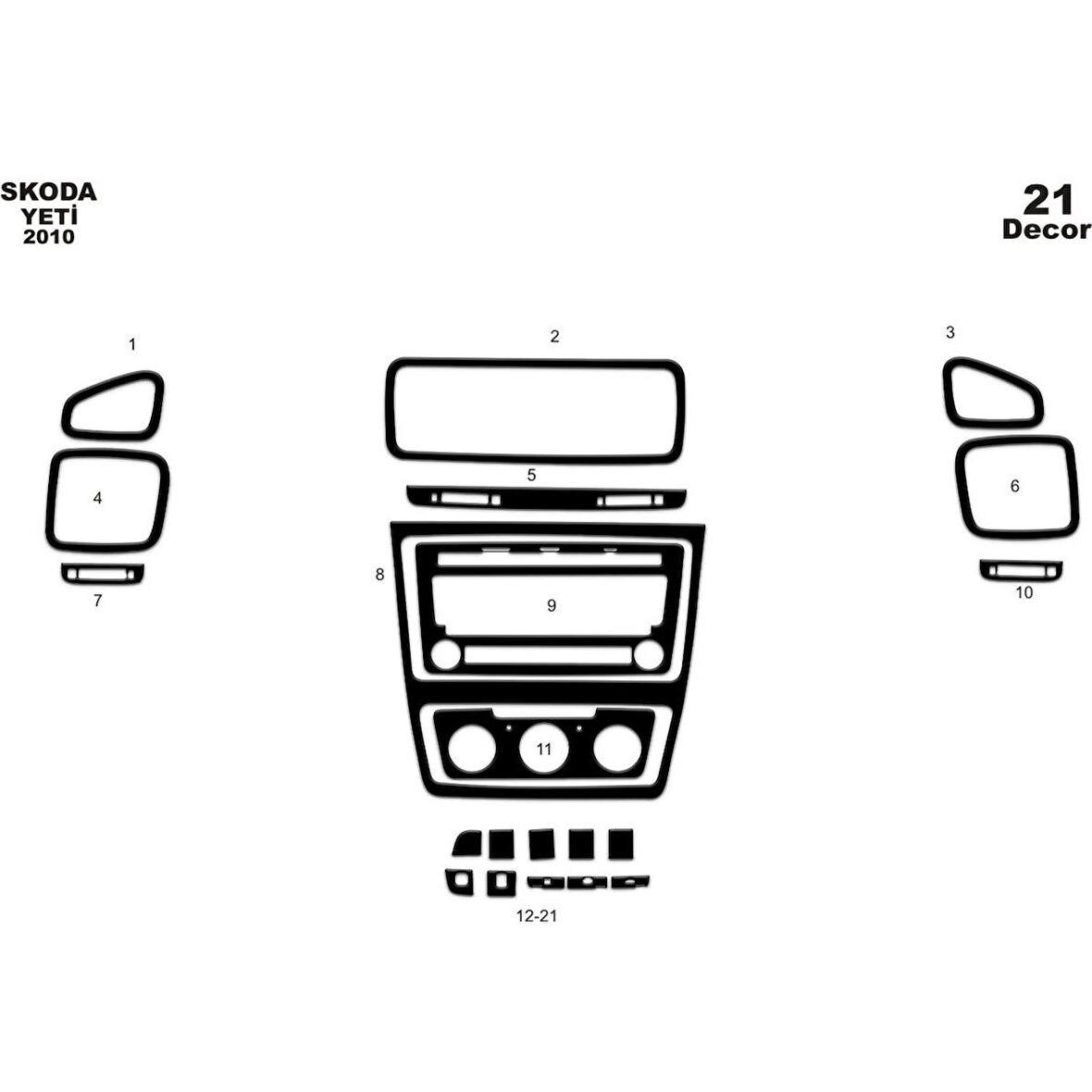 Meriç® Skoda Yeti Ön Torpido Kaplama 21 Parça 2010-›