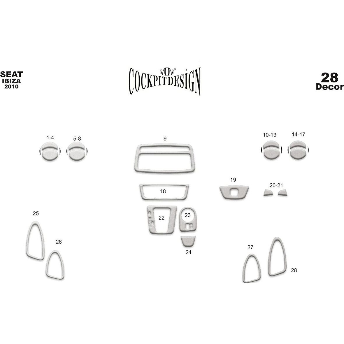 Meriç® Seat Ibiza / Cordoba Ön Torpido Kaplama 28 Parça 2010-›