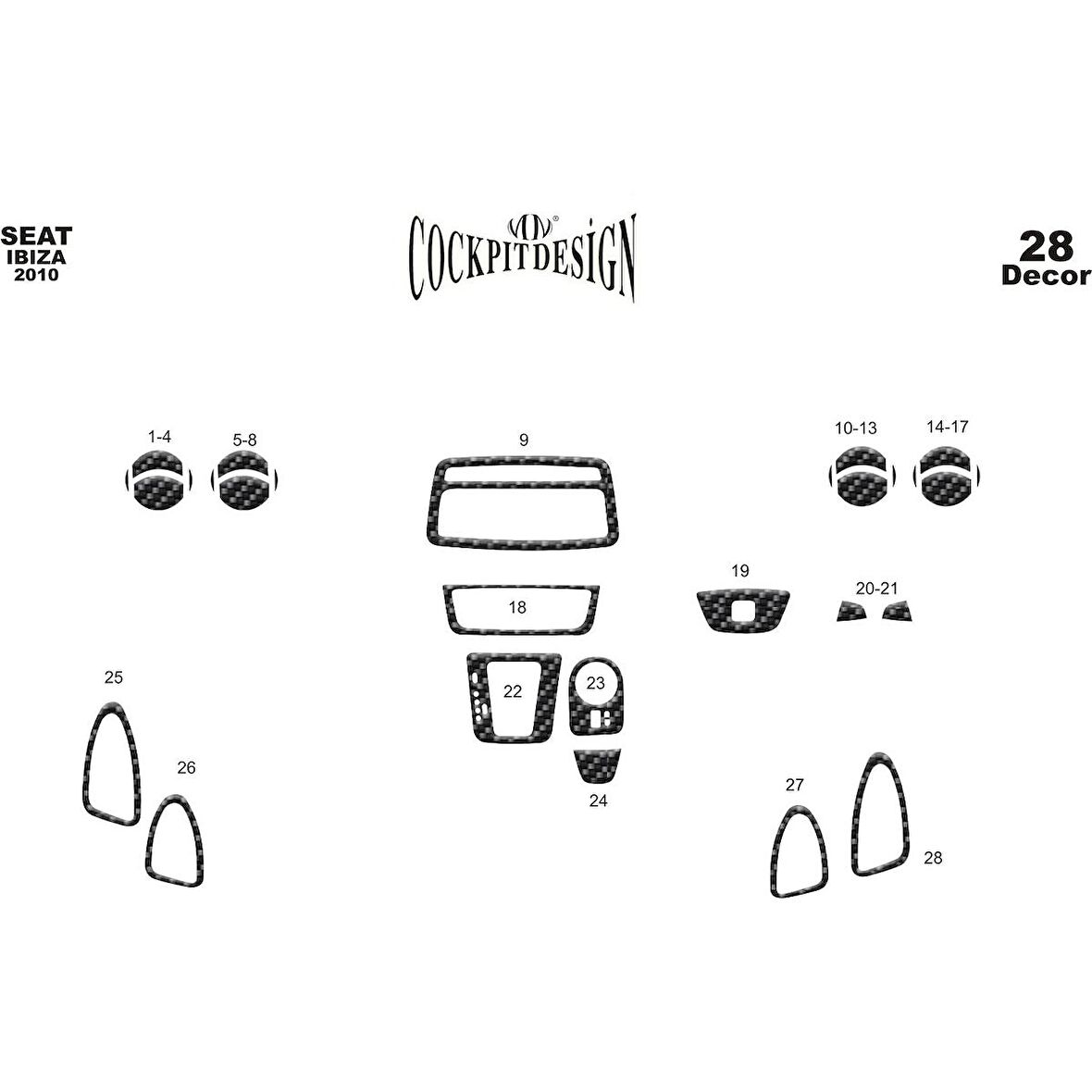 Meriç® Seat Ibiza / Cordoba Ön Torpido Kaplama 28 Parça 2010-›