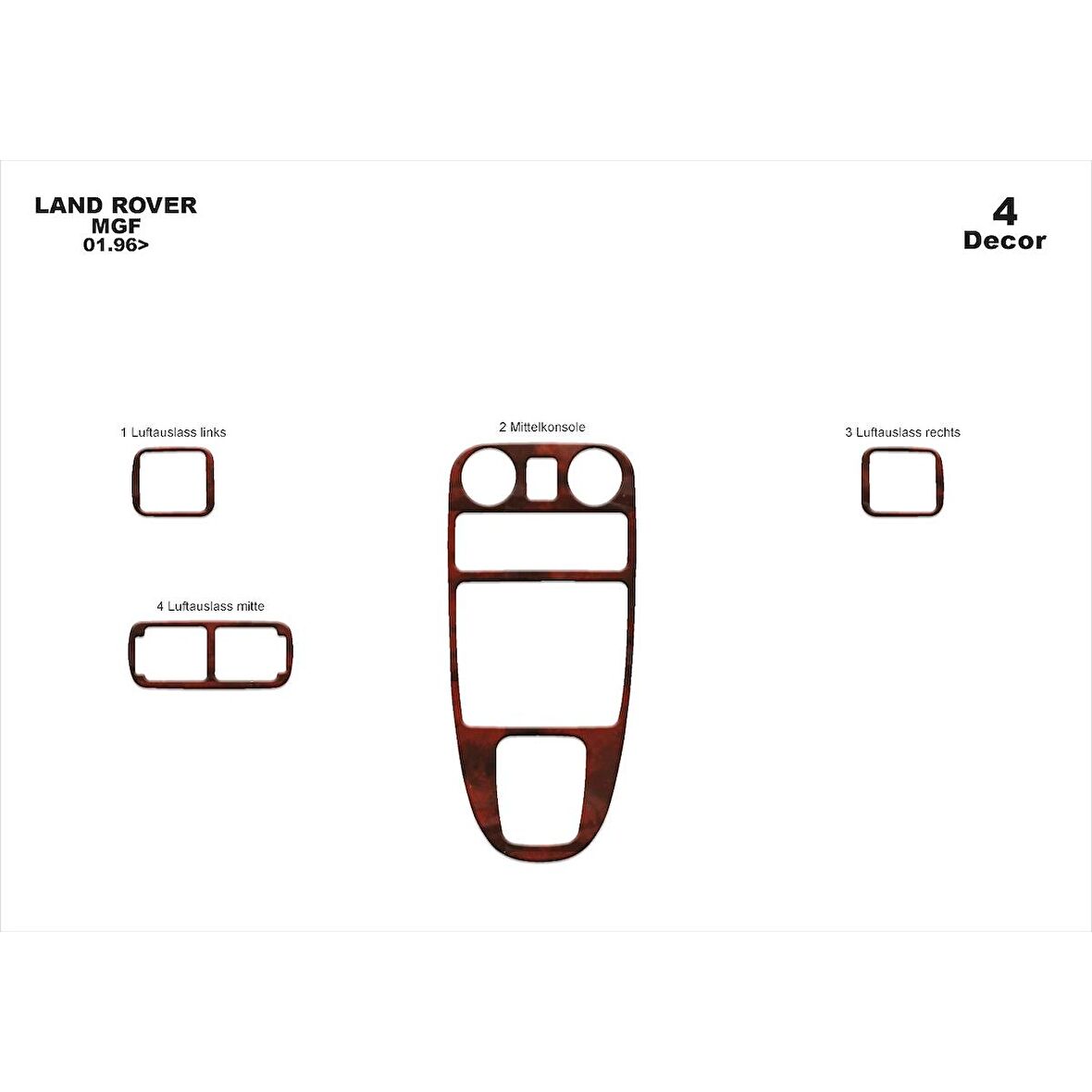 Meriç® Rover Mgf Ön Torpido Kaplama 4 Parça 1996-2000