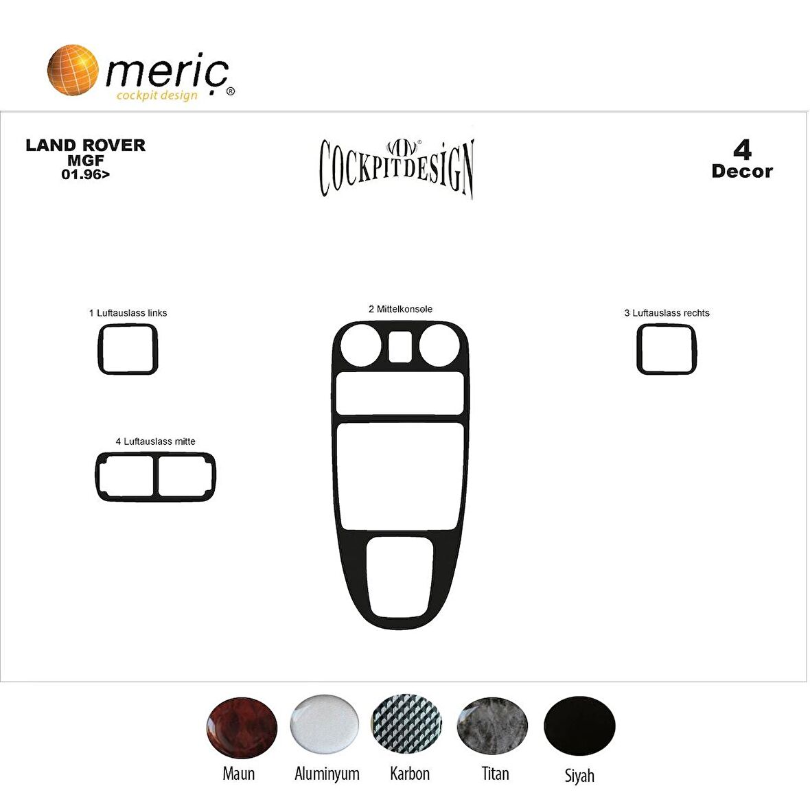 Meriç® Rover Mgf Ön Torpido Kaplama 4 Parça 1996-2000