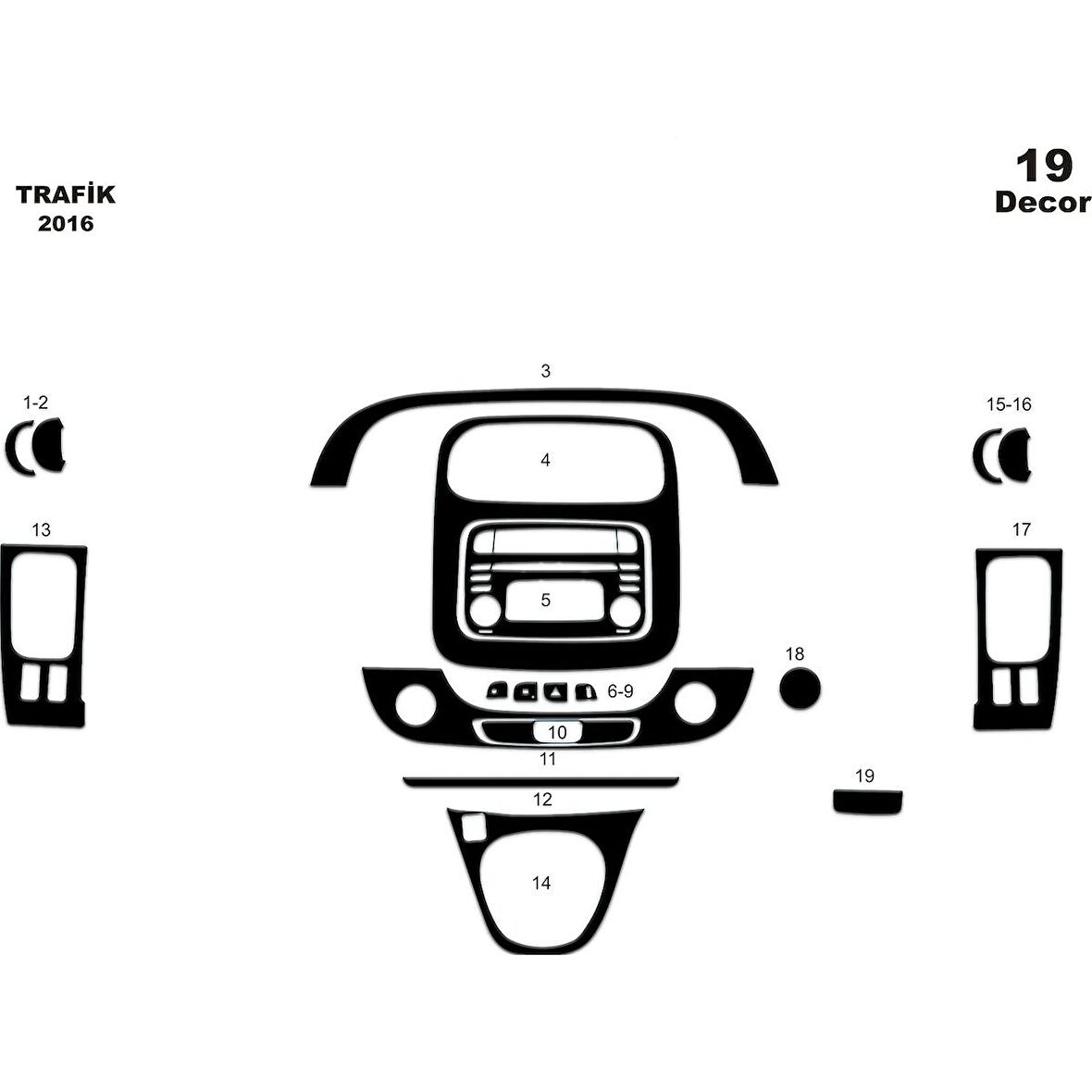 Meriç® Renault Trafic Ön Torpido Kaplama 19 Parça 2016-›