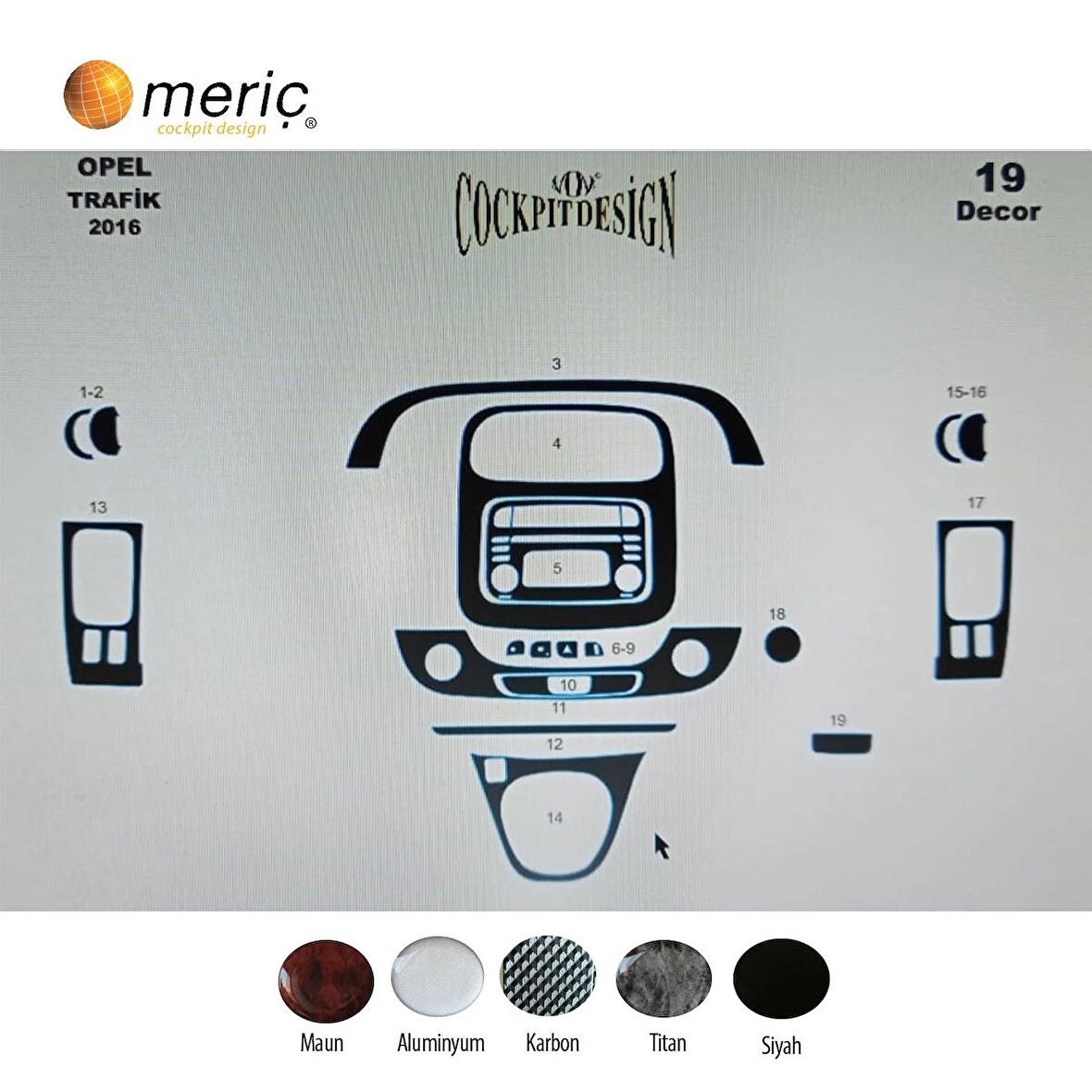 Meriç® Renault Trafic Ön Torpido Kaplama 19 Parça 2016-›