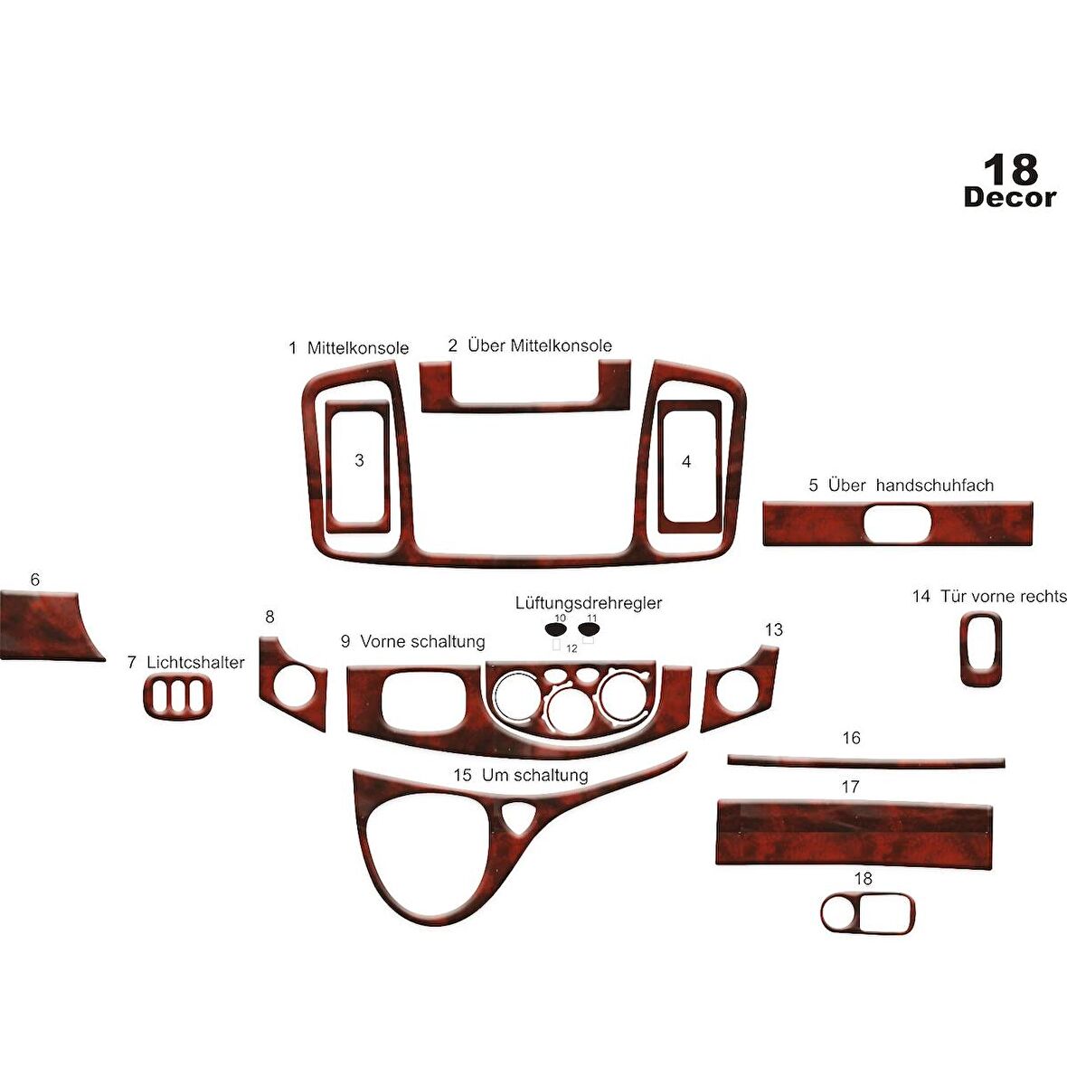 Meriç® Opel Vivaro Torpido Kaplama 18 Parça 2007-2011