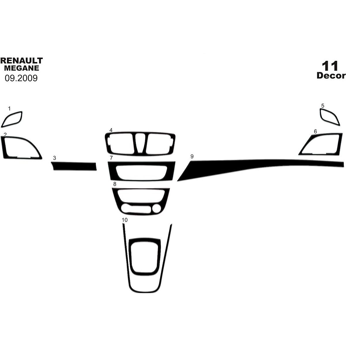 Meriç® Renault Megane 3 Ön Torpido Kaplama 11 Parça 2009-2016