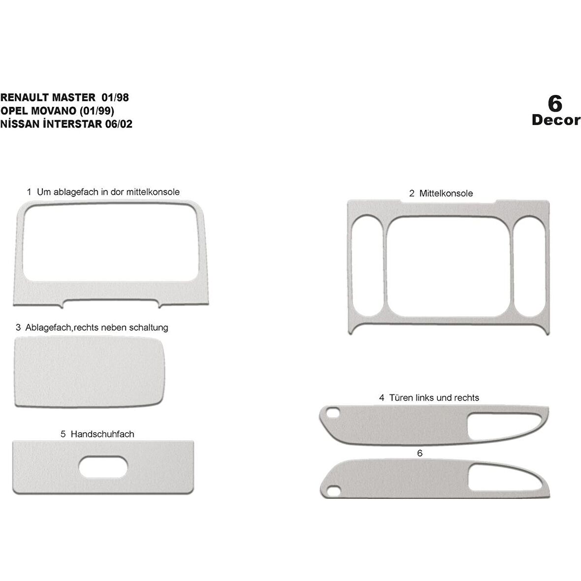 Meriç® Renault Master/Movano/Interstar Ön Torpido Kaplama 6 P. 1999-2003