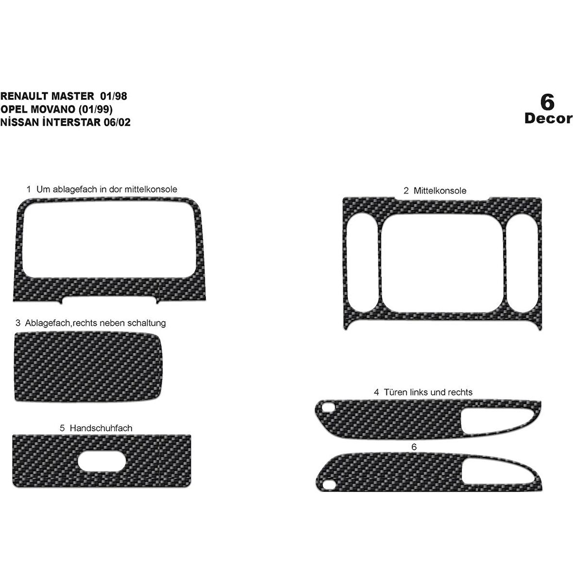 Meriç® Renault Master/Movano/Interstar Ön Torpido Kaplama 6 P. 1999-2003