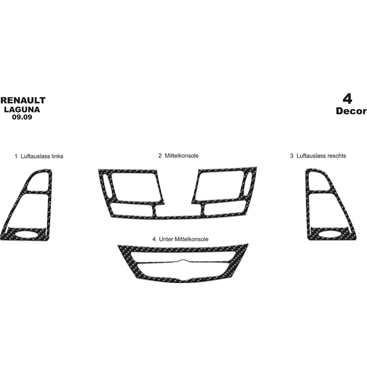 Meriç® Renault Laguna Ön Torpido Kaplama 4 Parça 2009-2014