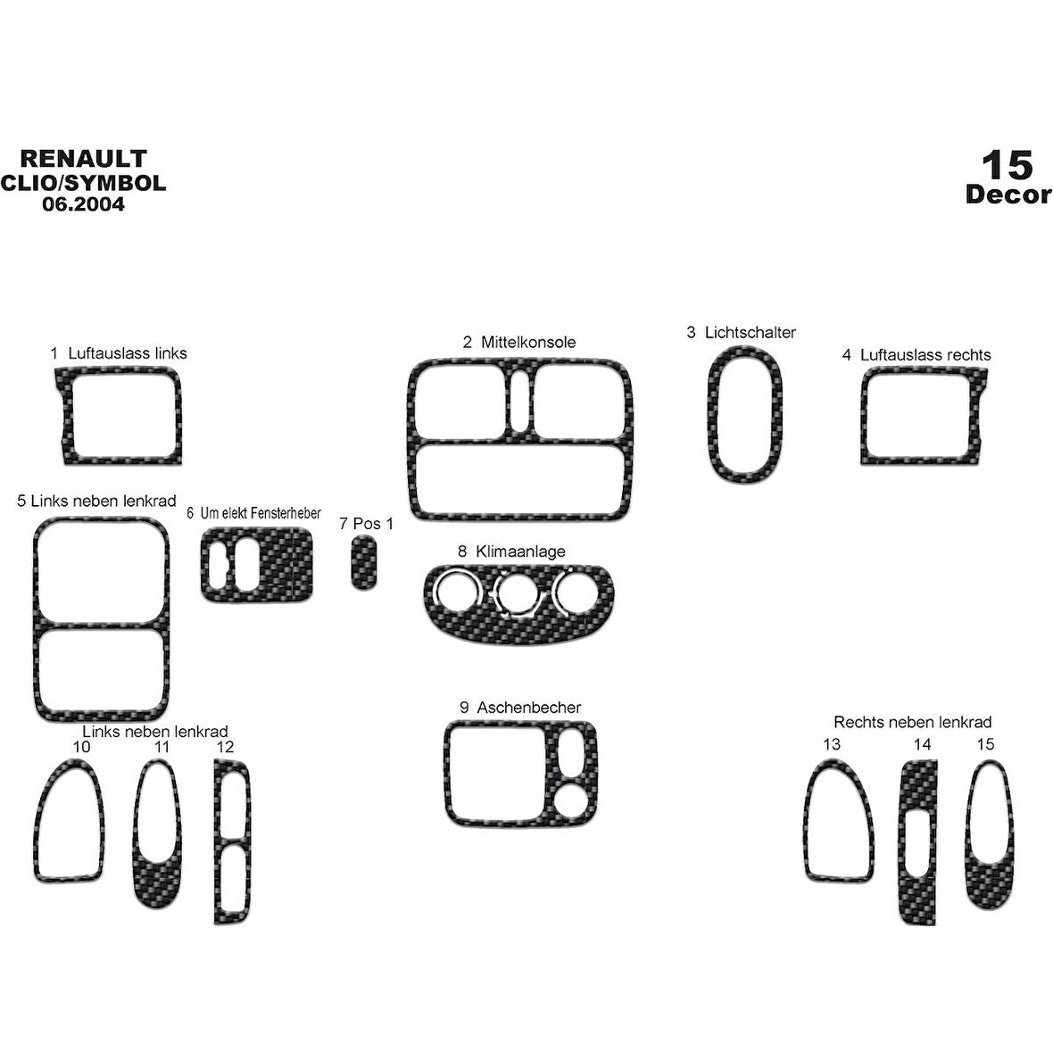 Meriç® Renault Clio Symbol Ön Torpido Kaplama 15 Parça 2004-2008