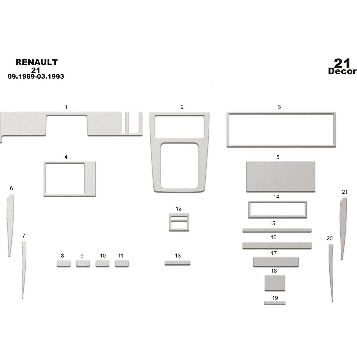 Meriç® Renault 21 Manager Ön Torpido Kaplama 21 Parça 1989-1993