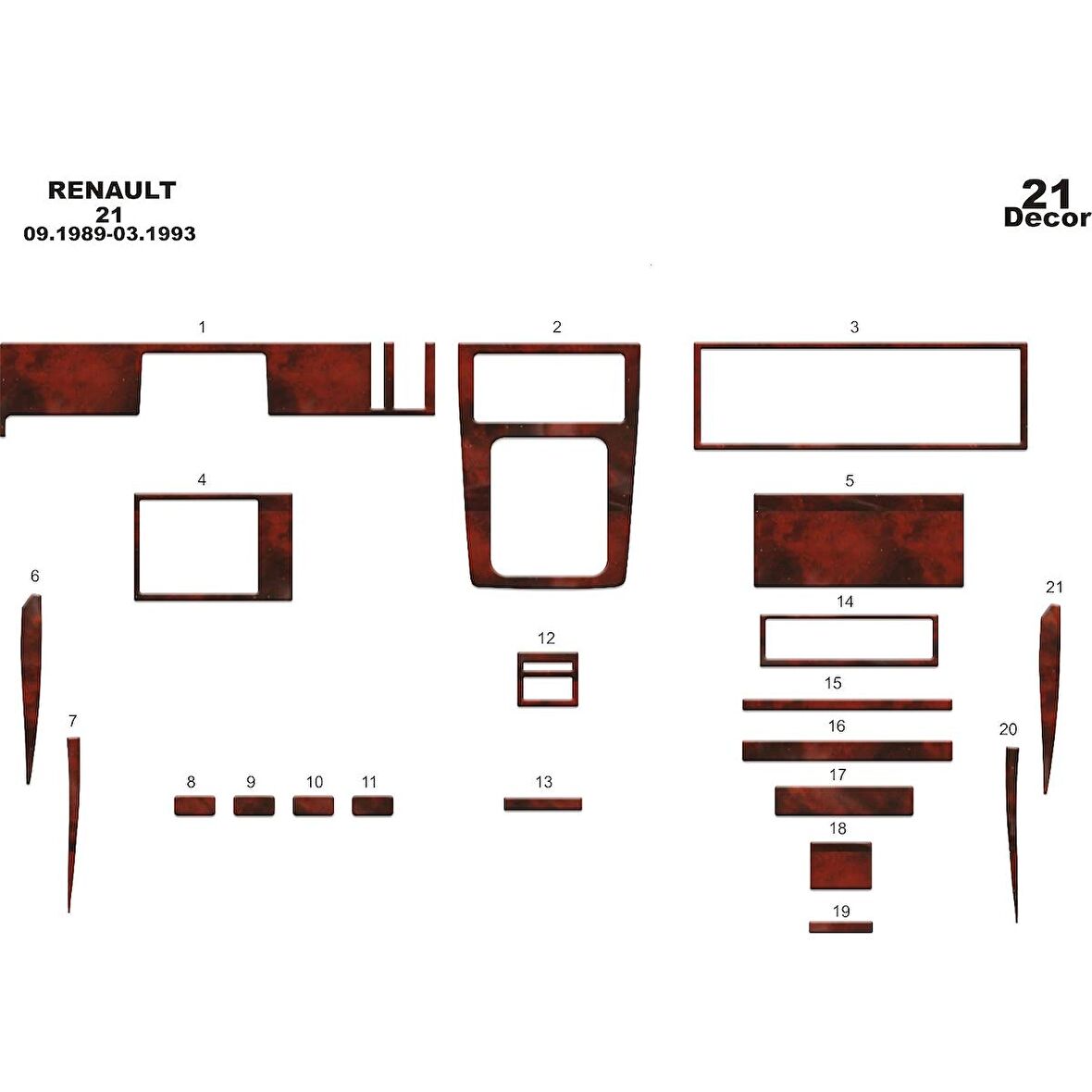 Meriç® Renault 21 Manager Ön Torpido Kaplama 21 Parça 1989-1993