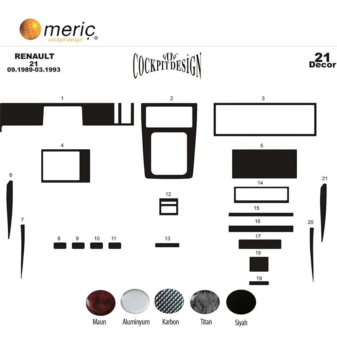 Meriç® Renault 21 Manager Ön Torpido Kaplama 21 Parça 1989-1993