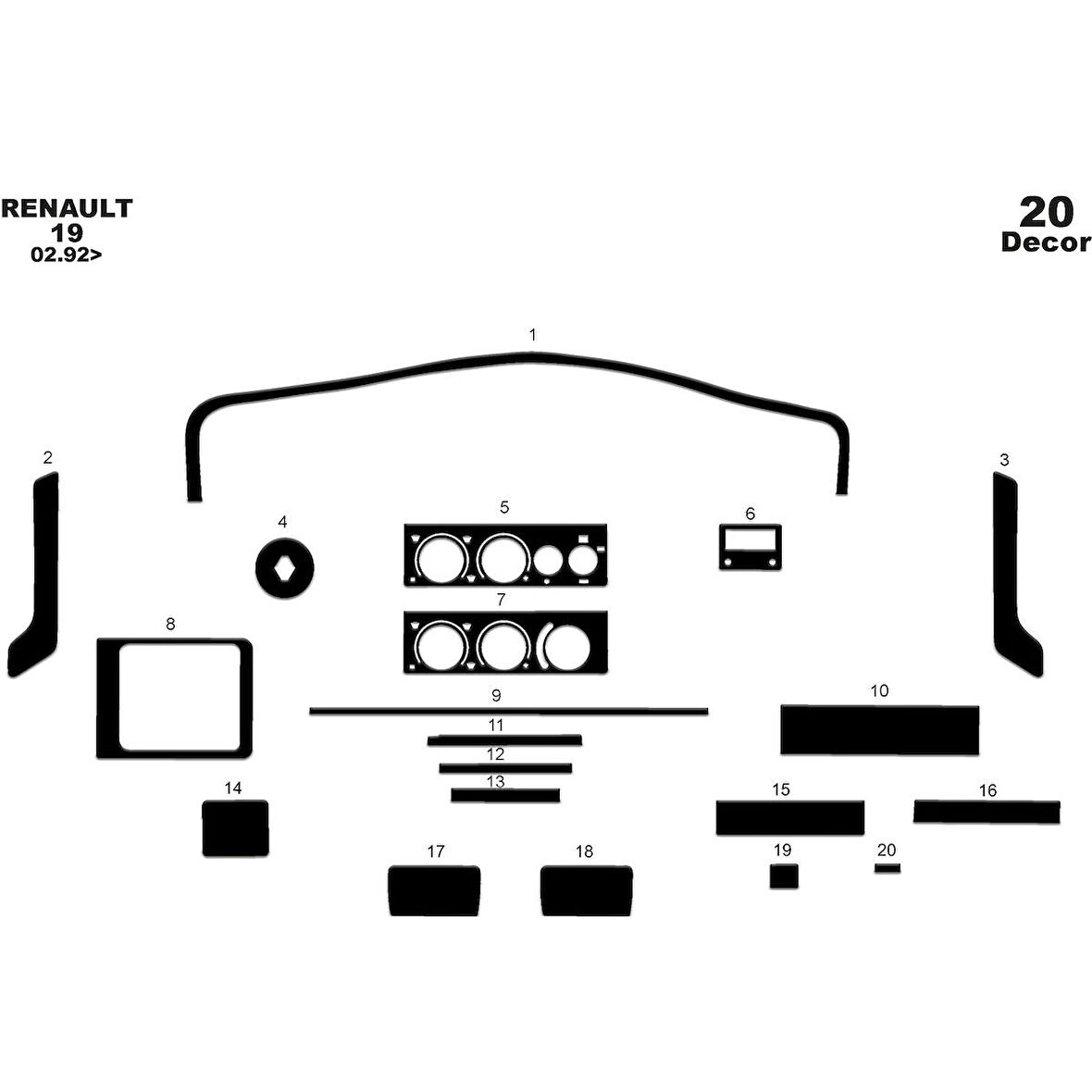 Meriç® Renault 19 Europa Ön Torpido Kaplama 20 Parça 1992-1999