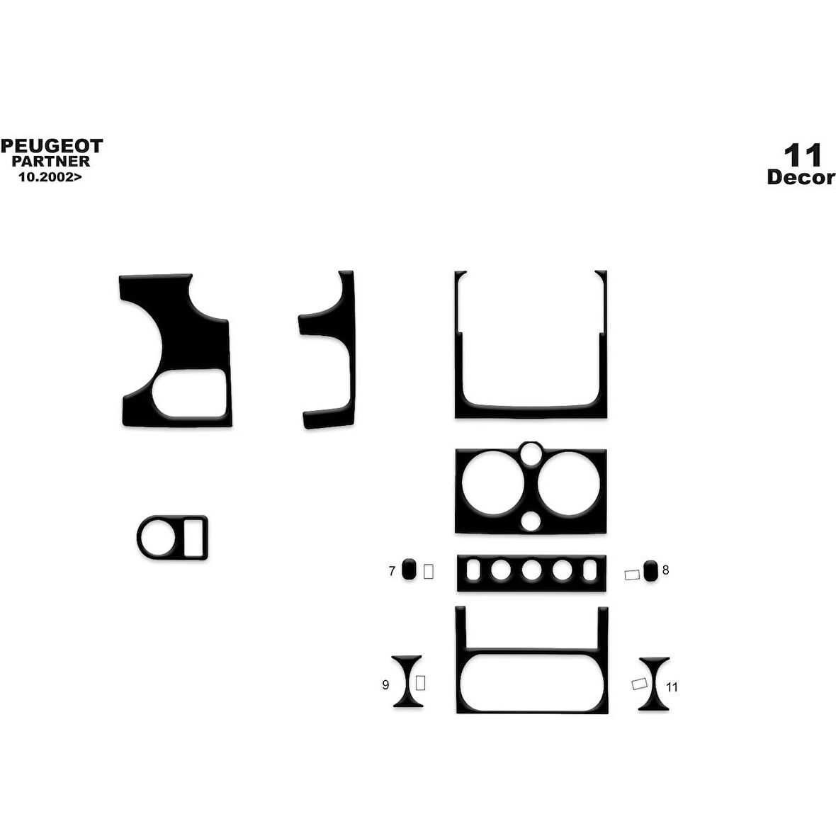 Meriç® Peugeot Partner Ön Torpido Kaplama 11 Parça 2002-2008