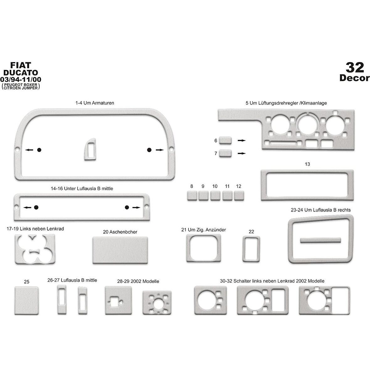 Meriç® Peugeot Boxer/Jumper/Ducato Ön Torpido Kaplama 32 P. 94-02