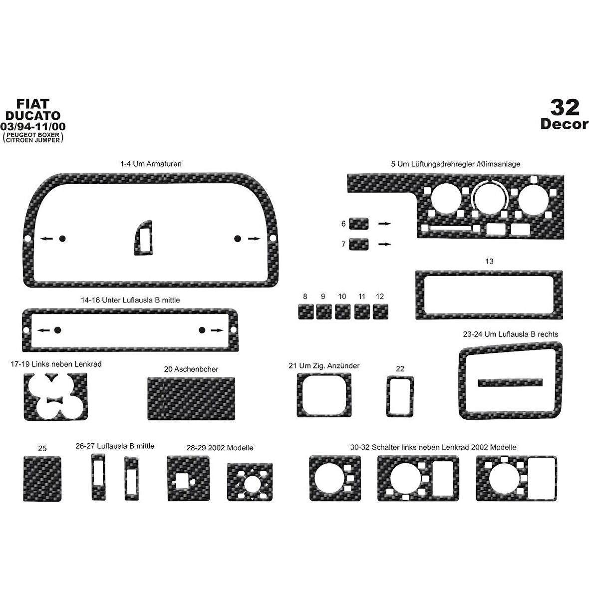 Meriç® Peugeot Boxer/Jumper/Ducato Ön Torpido Kaplama 32 P. 94-02
