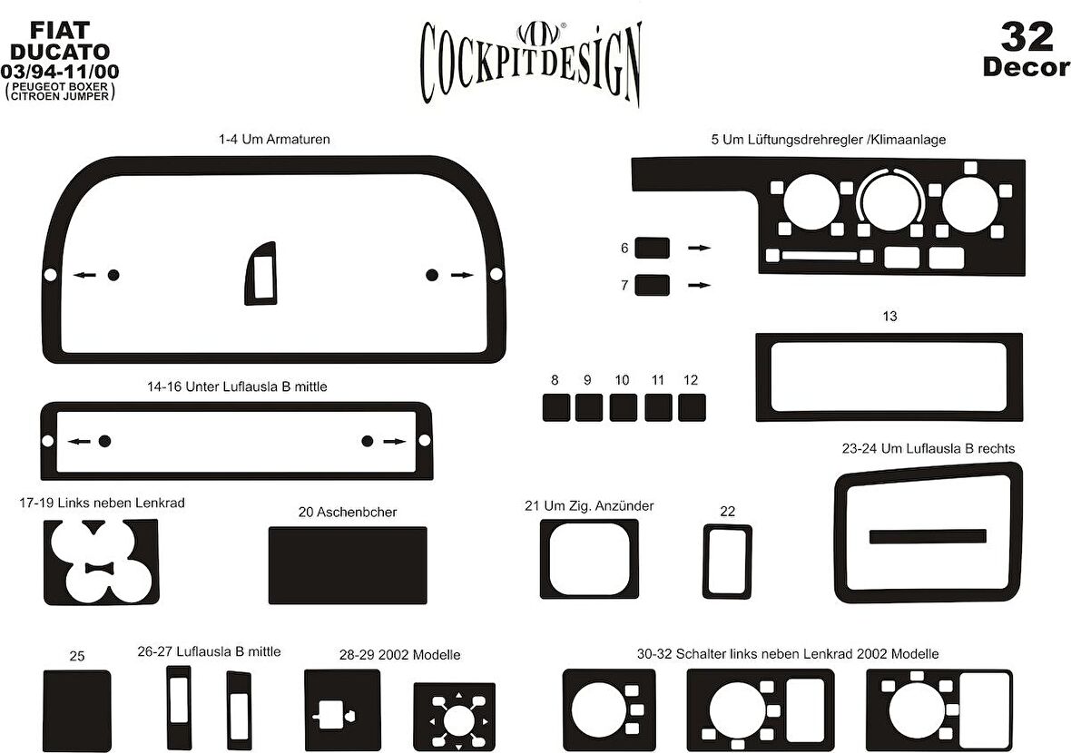 Meriç® Peugeot Boxer/Jumper/Ducato Ön Torpido Kaplama 32 P. 94-02