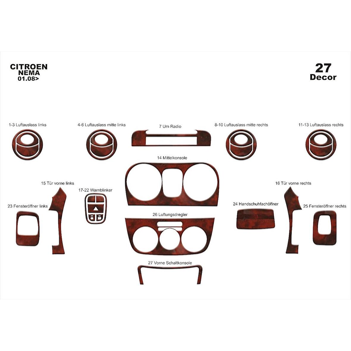 Meriç® Peugeot Bipper Ön Torpido Kaplama 27 Parça 2008-›