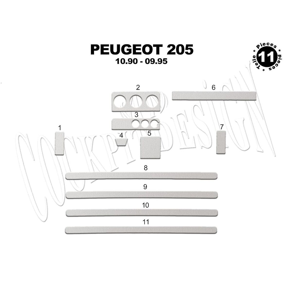 Meriç® Peugeot 205 Ön Torpido Kaplama 11 Parça 1990-1995