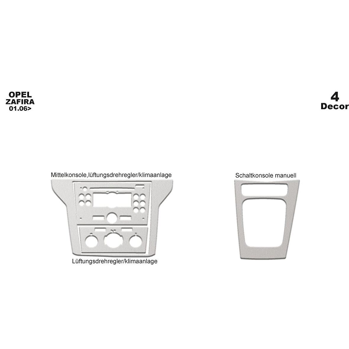 Meriç® Opel Zafira Ön Torpido Kaplama 4 Parça 2006-2010