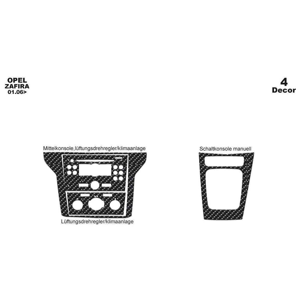 Meriç® Opel Zafira Ön Torpido Kaplama 4 Parça 2006-2010