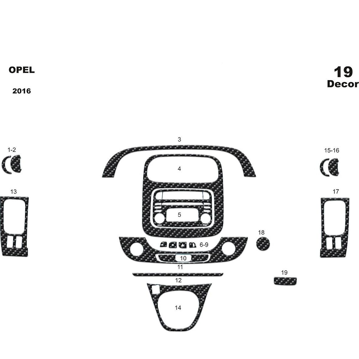 Meriç® Opel Vivaro Ön Torpido Kaplama 19 Parça 2015-›