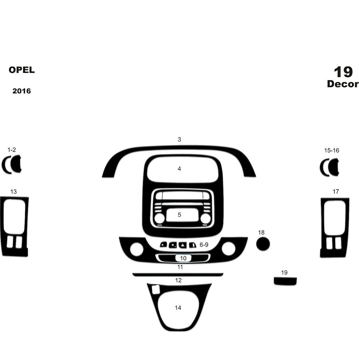 Meriç® Opel Vivaro Ön Torpido Kaplama 19 Parça 2015-›