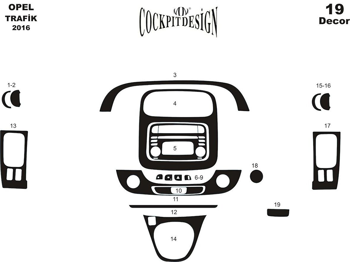 Meriç® Opel Vivaro Ön Torpido Kaplama 19 Parça 2015-›