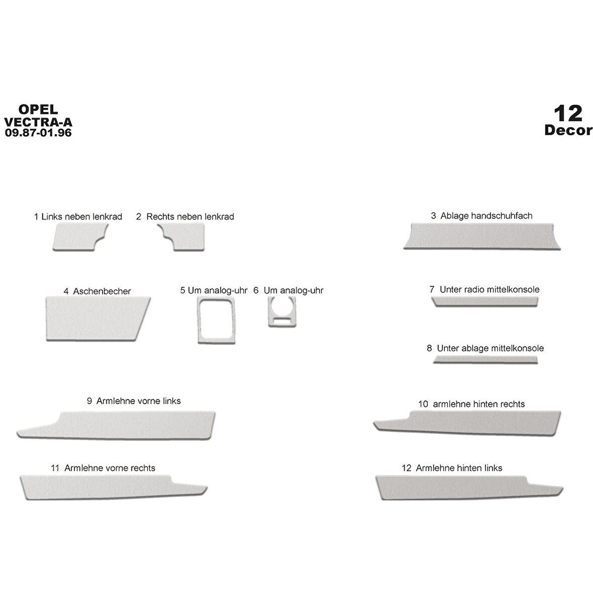 Meriç® Opel Vectra A Ön Torpido Kaplama 12 Parça 1987-1995