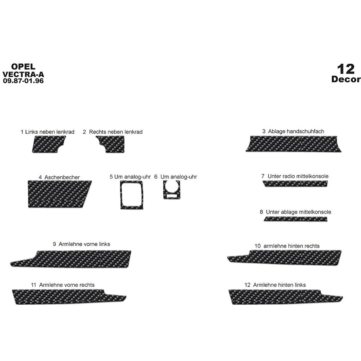 Meriç® Opel Vectra A Ön Torpido Kaplama 12 Parça 1987-1995