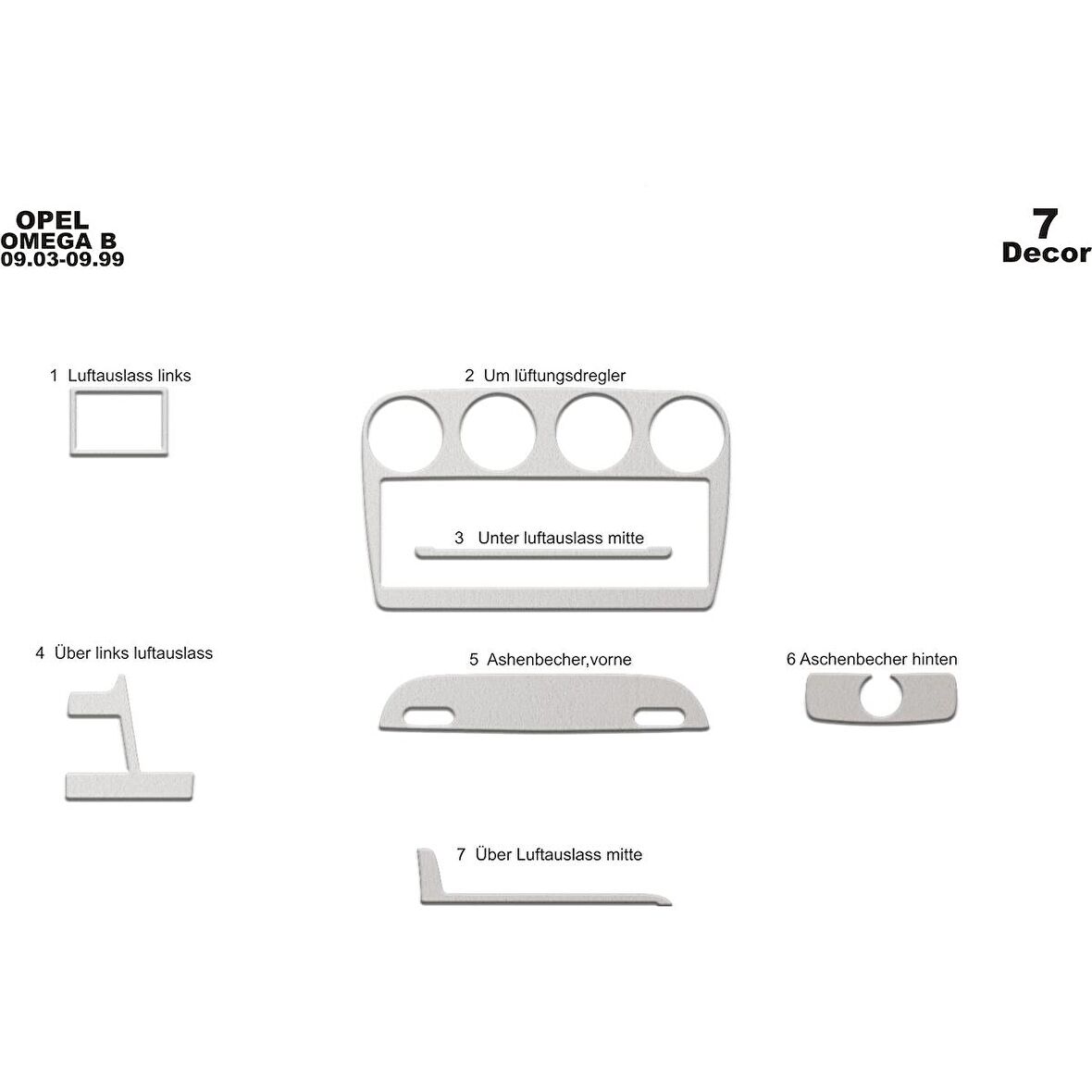 Meriç® Opel Omega B Ön Torpido Kaplama 7 Parça 1993-1999