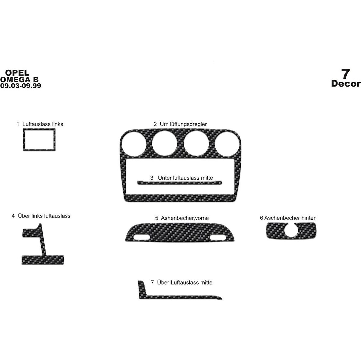 Meriç® Opel Omega B Ön Torpido Kaplama 7 Parça 1993-1999