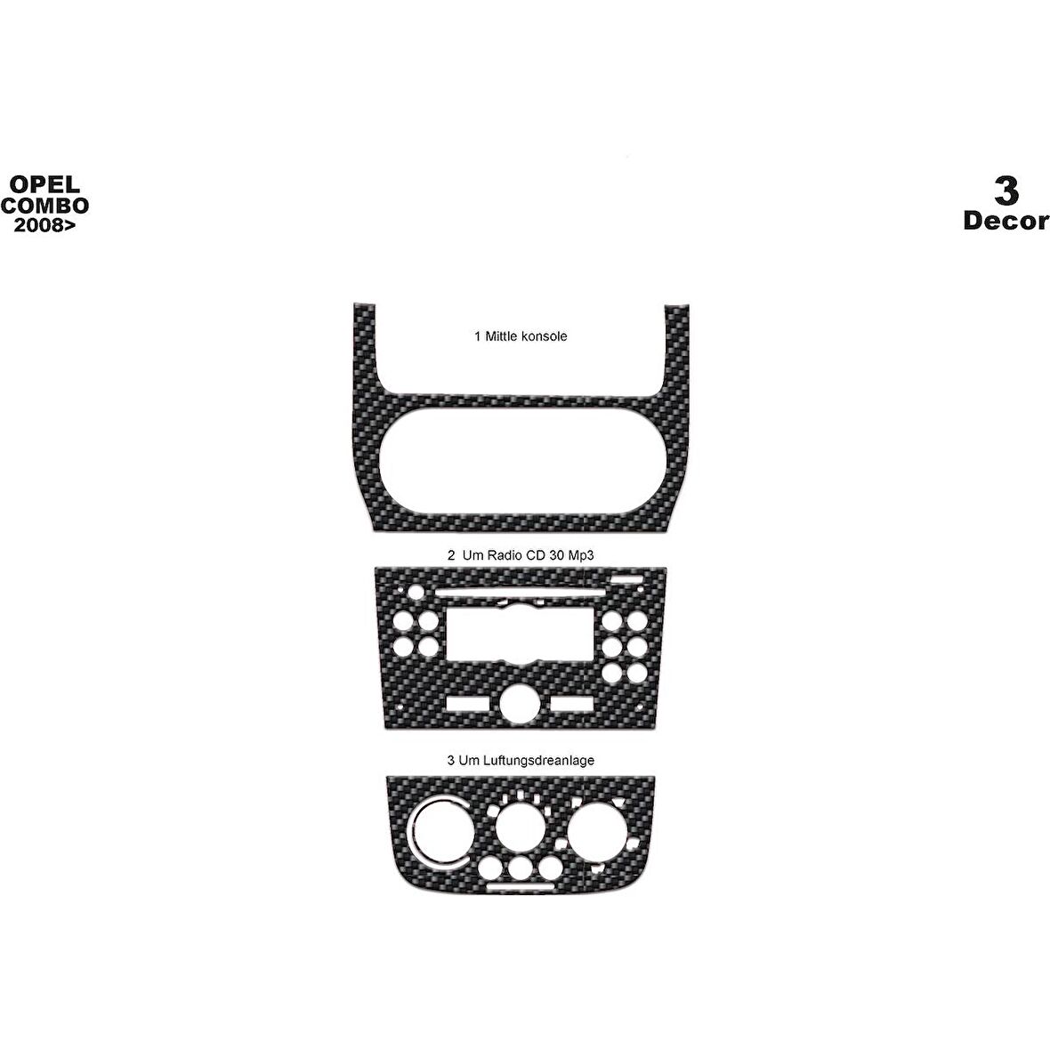 Meriç® Opel Combo Ön Torpido Kaplama 3 Parça 2008-2013